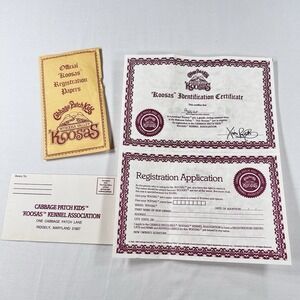 VNTG Cabbage Patch Kids Birth Certificate & Adoption Paper "KOOSAS" PEPPER Nov 1